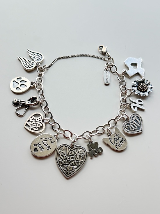 James Avery Jewelry - James Avery 925 Sterling Silver Charm Bracelet w/ P.S. I love you & Heart Charms